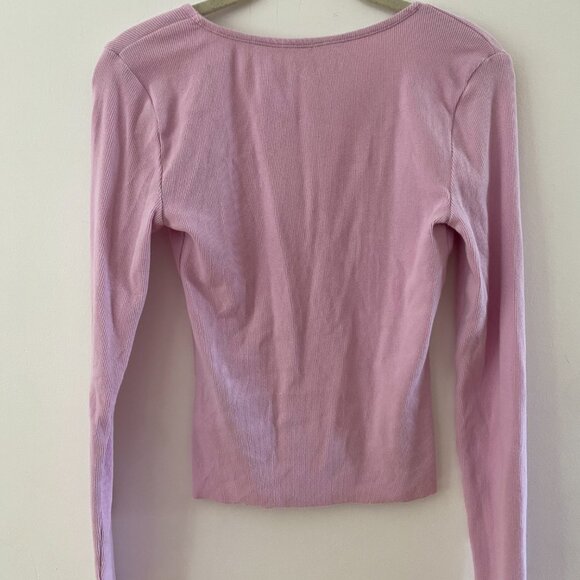 Abercrombie & Fitch Soft Ribbed Scoop Neck Keyhole Long Sleeve Tee Size Medium - Picture 3 of 3